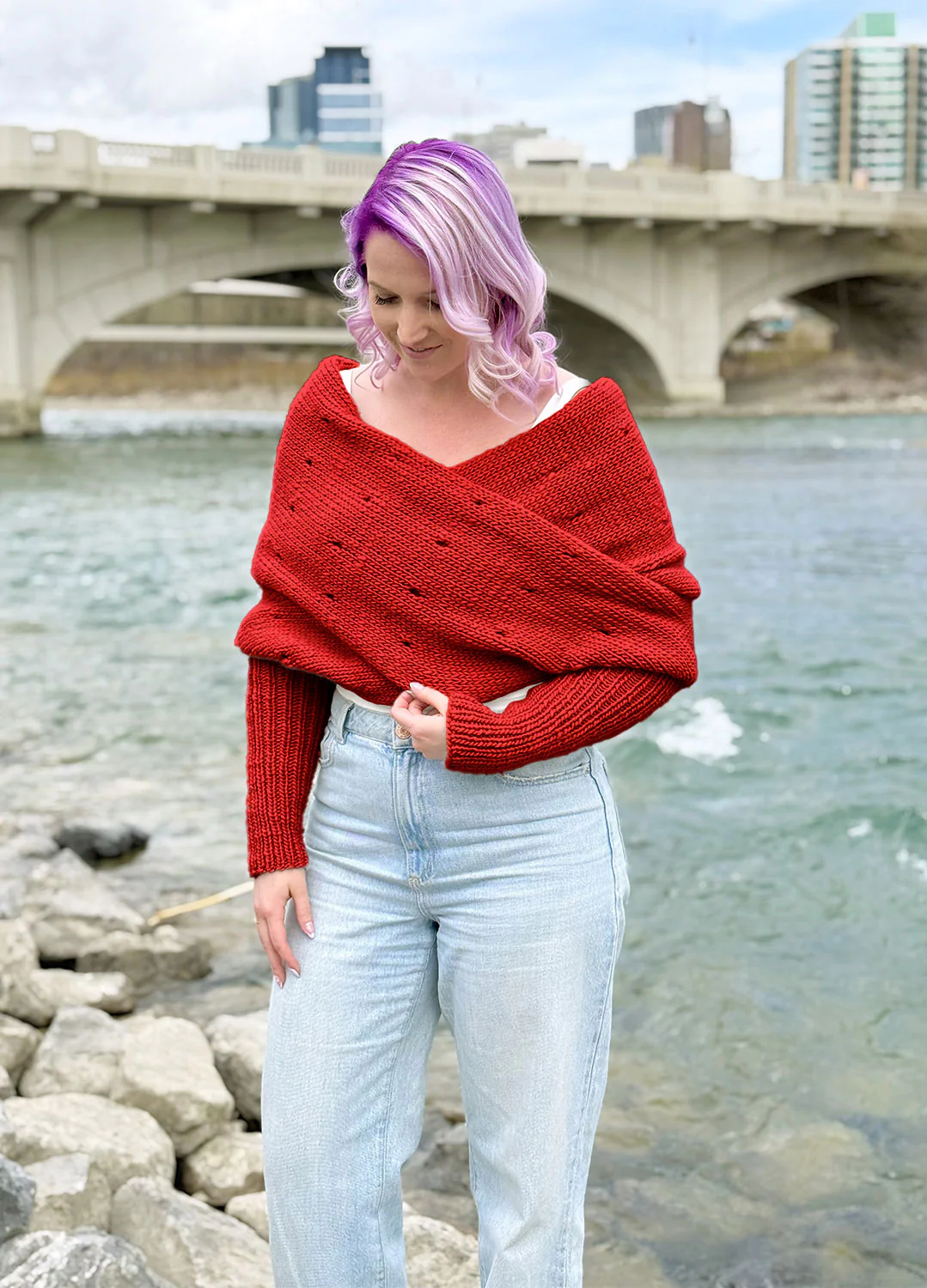 Easy Eyelet Sweater Scarf x @knitatude Kit - Yummy Version - Image 3